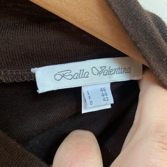 Balla Valentina Wool Blend Chocolate Mocha Brown Turtleneck Button Back Size 14 - Picture 2 of 5